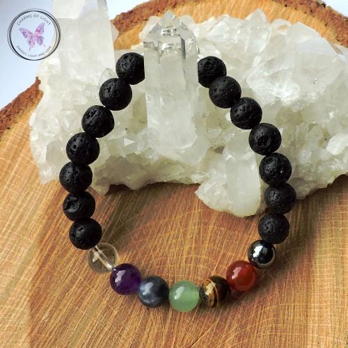 Lava Stone Essential Oil Diffuser Chakra Healing Bracelet